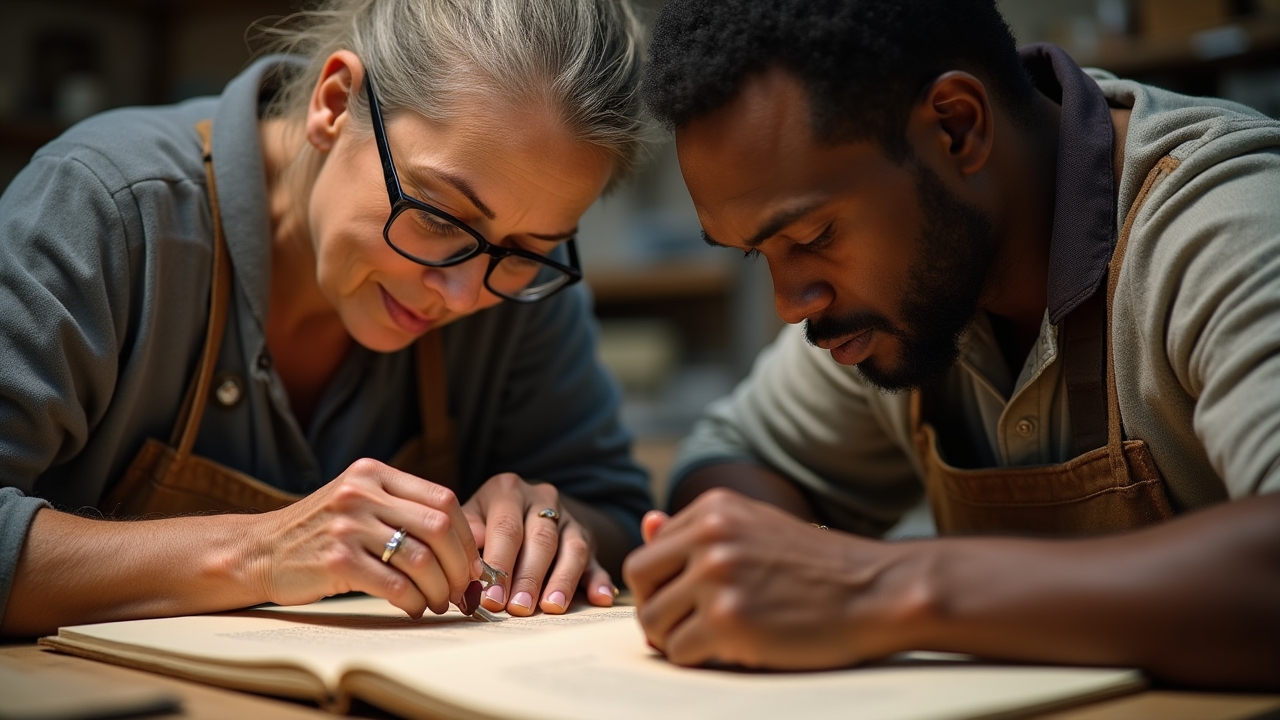 Apprenti relieur en formation