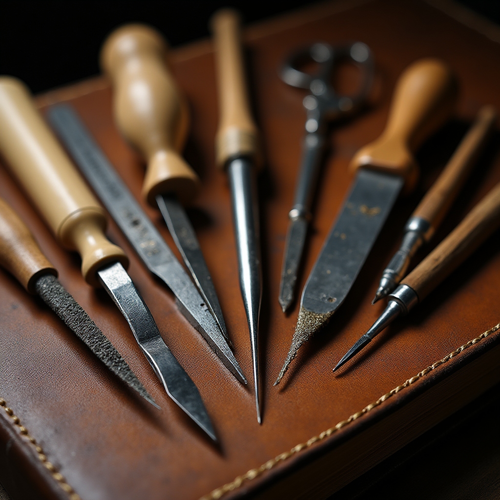 Outils traditionnels de reliure